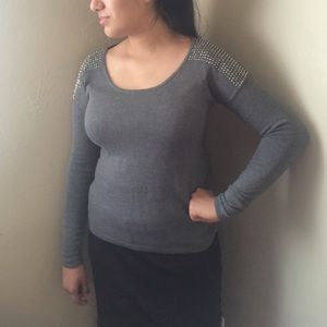 Express studded gray sweater