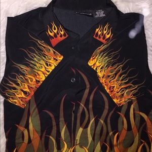 90’s Flame Collared Button Up