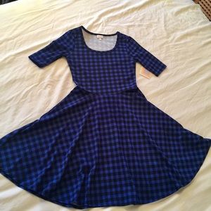 LuLaRoe Dresses - NWT Lularoe Nicole Blue Check Size Medium LuLaRoe Dresses - NWT Lularoe Nicole Blue Check Size Medium