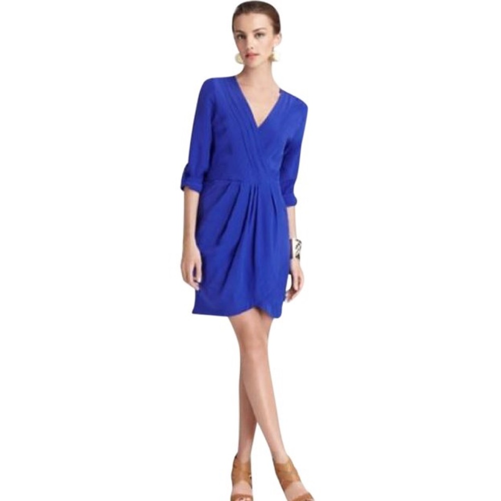 Yumi Kim Alexis Silk Wrap Dress in Navy. New!