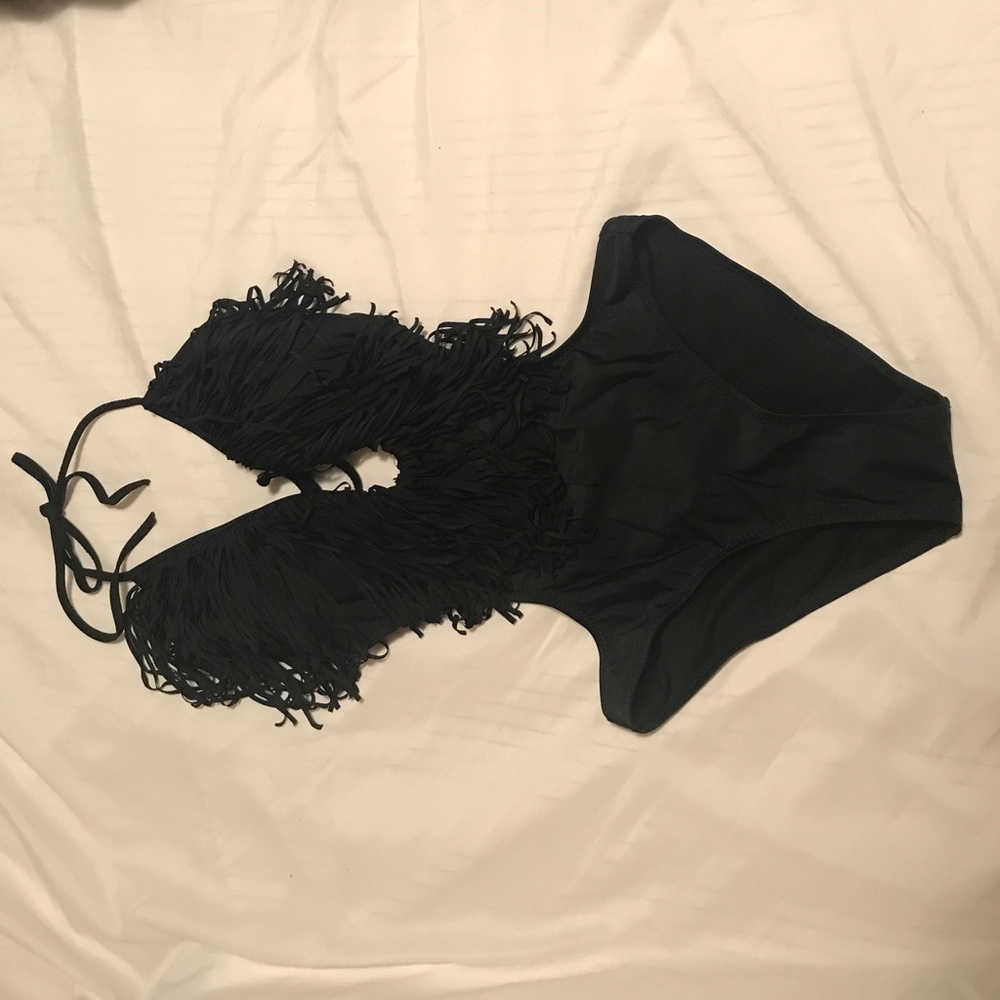 Windosor fringe one piece cutout bathing suit