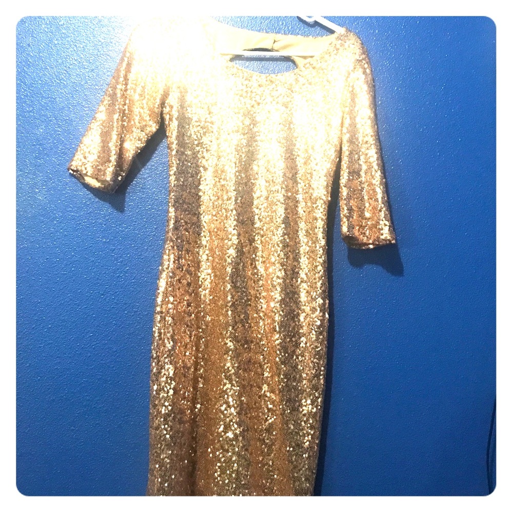 Gold Sparkly Full Sequin Dress