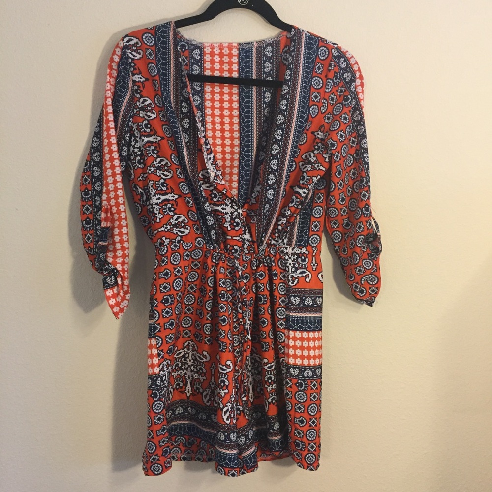 NWOT Orange Print Romper