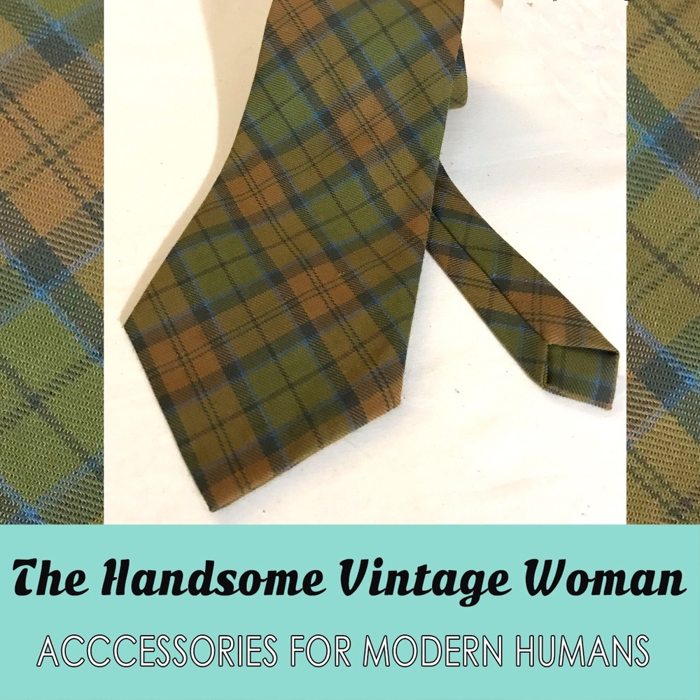 Vintage Kipper Style 1970s Plaid Tie