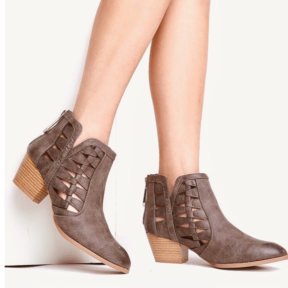 Taupe Angular Cutout booties - Picture 3 of 5
