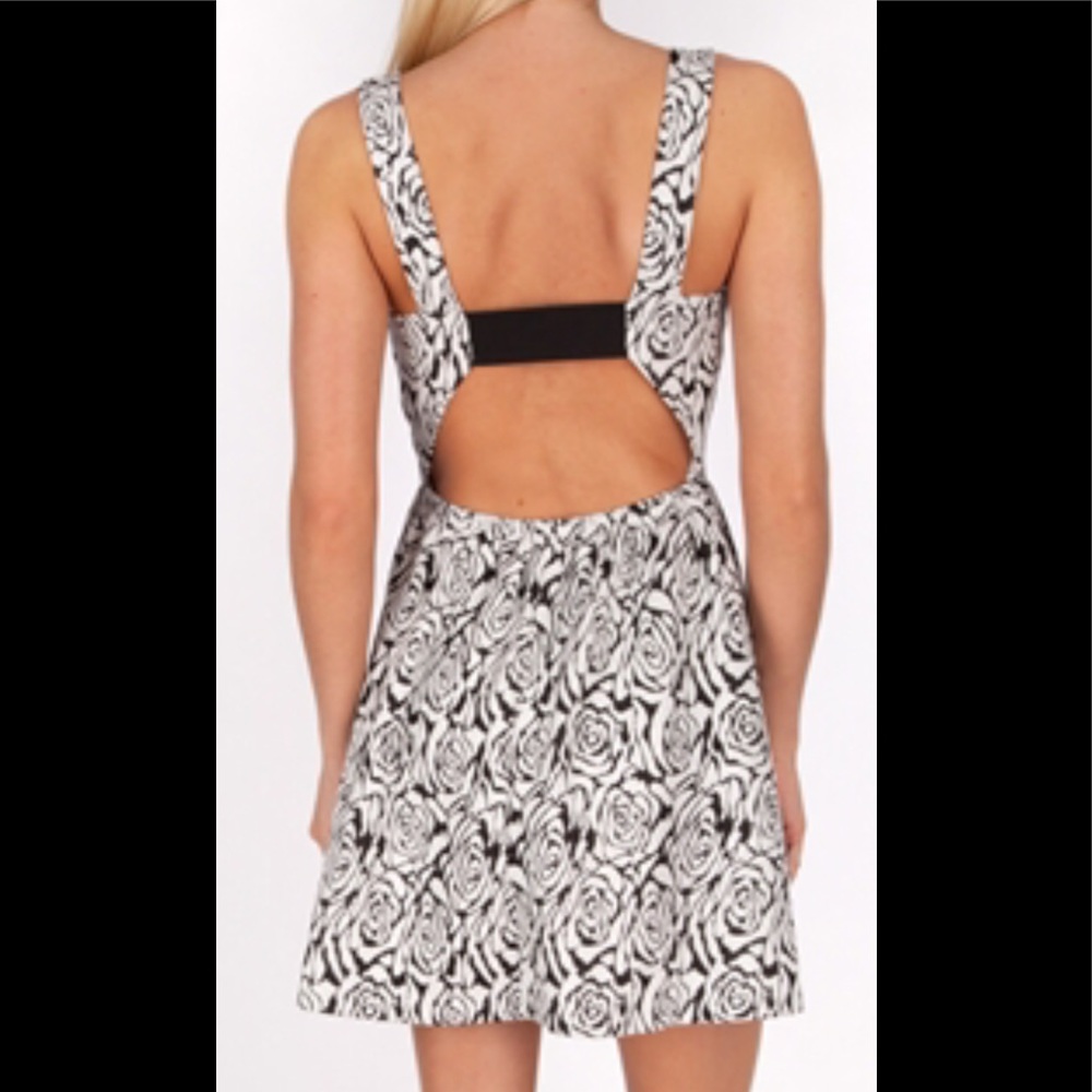 Chance Or Fate Black/White Rose Print Dress