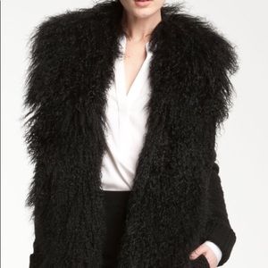 Vince sheep fur collar cardigan