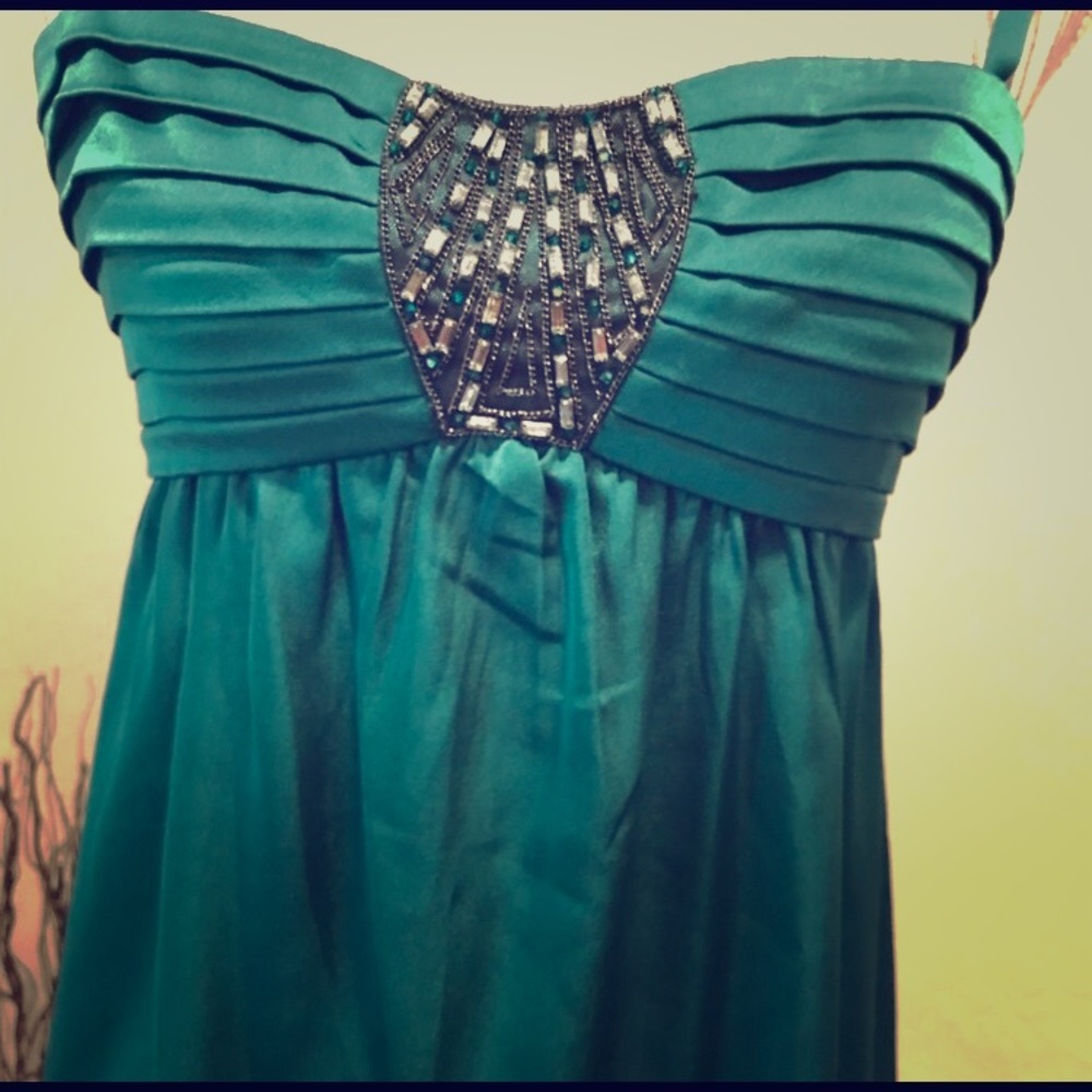 Bcbg real silk dress with beaded embellish