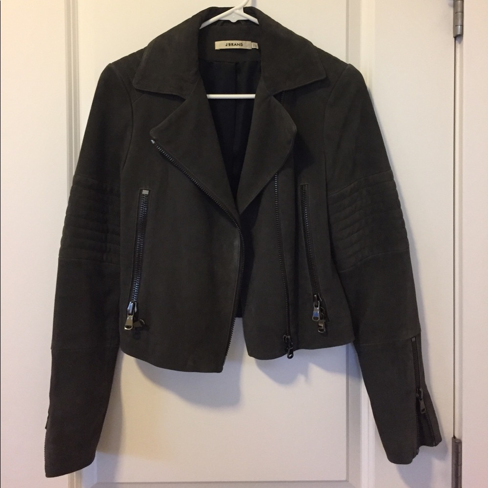 J Brand Aiah Cropped Suede Moto Jacket