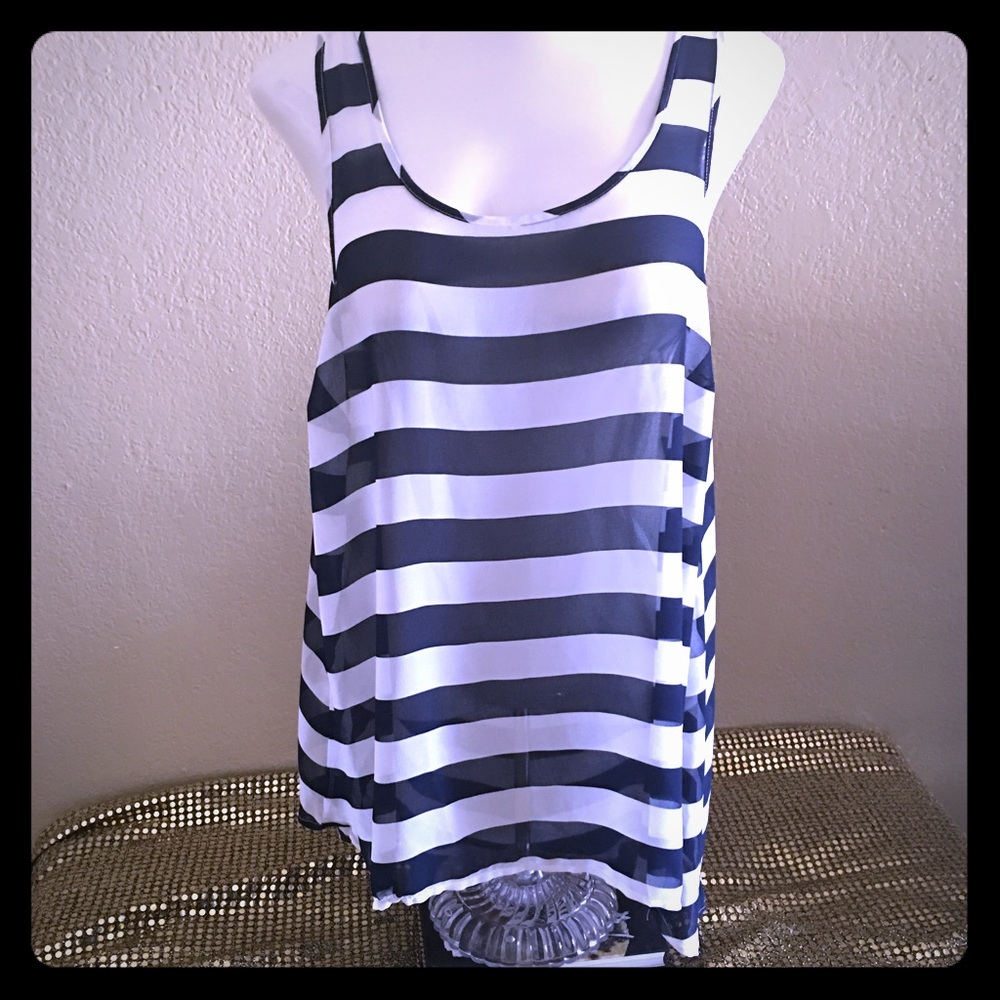 Navy & White Striped Tank