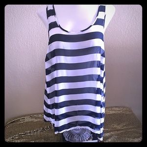 Navy & White Striped Tank