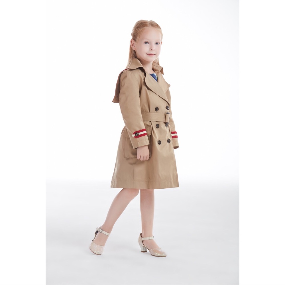Girls Heritage Twill striped trench coat - Picture 3 of 8