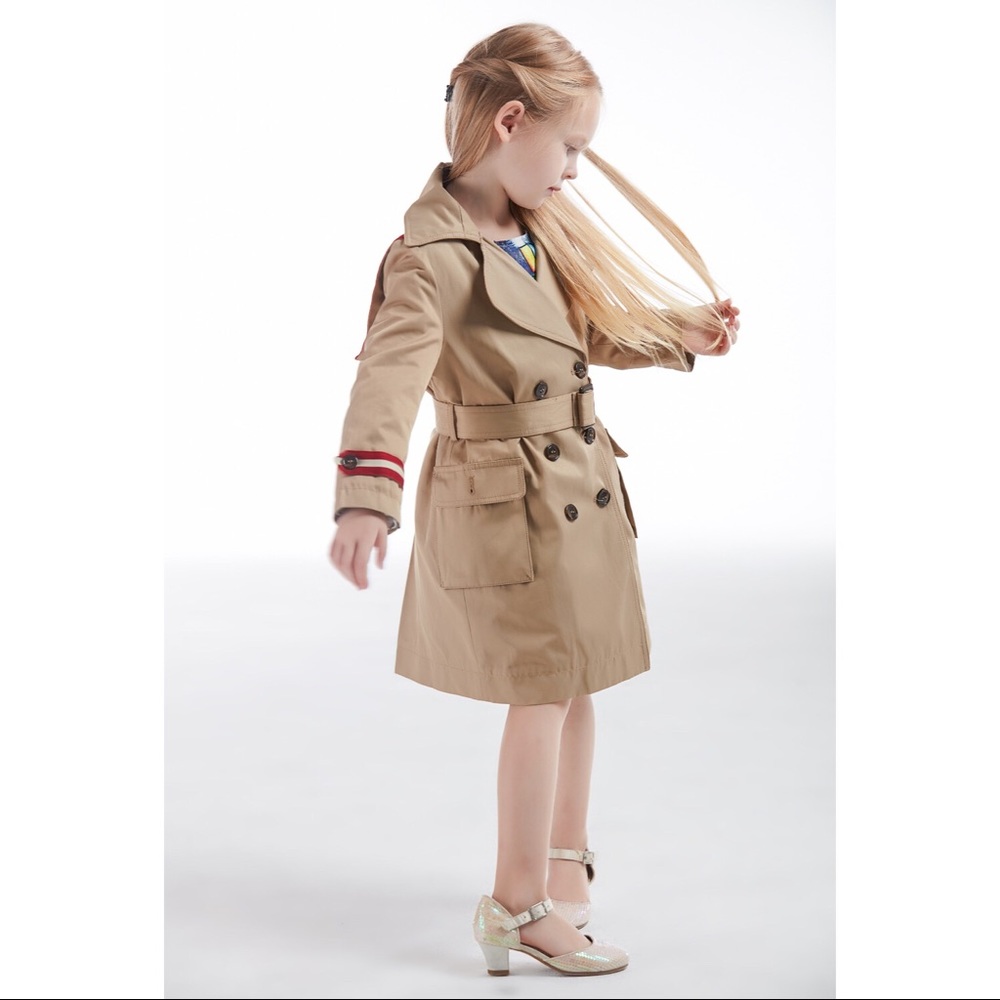 Girls Heritage Twill striped trench coat - Picture 4 of 8