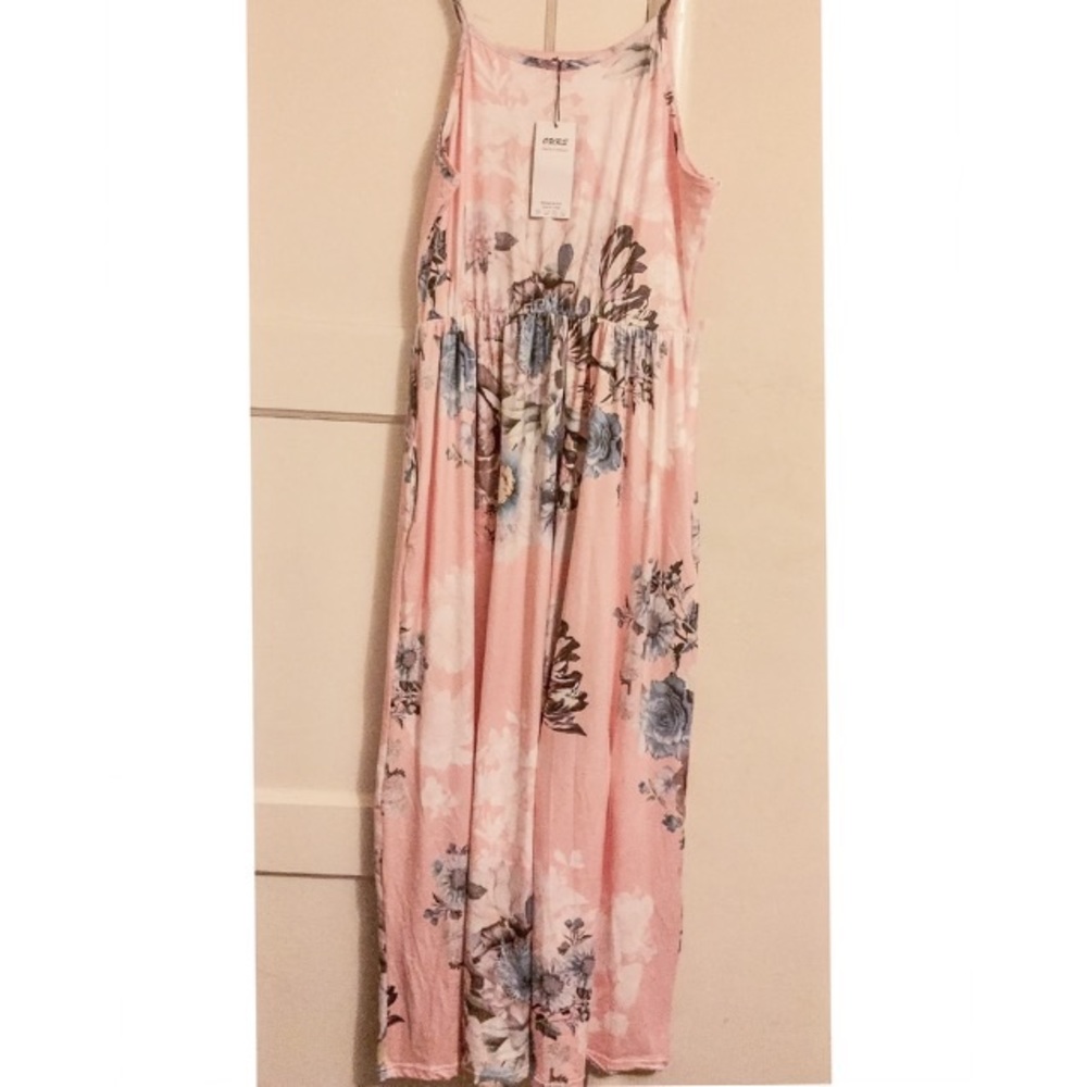 Floral Print Spaghetti Strap Maxi Dress w/ Pockets