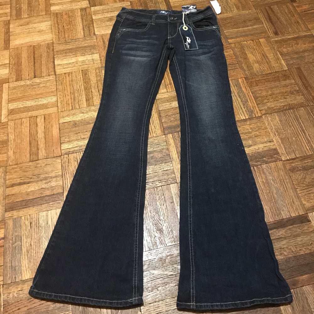 Distressed Rhinestone Bootcut Jeans Junior Size 1