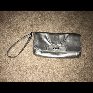 Silver Coach Wristlet
