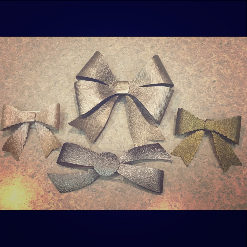 Faux leather hair bows