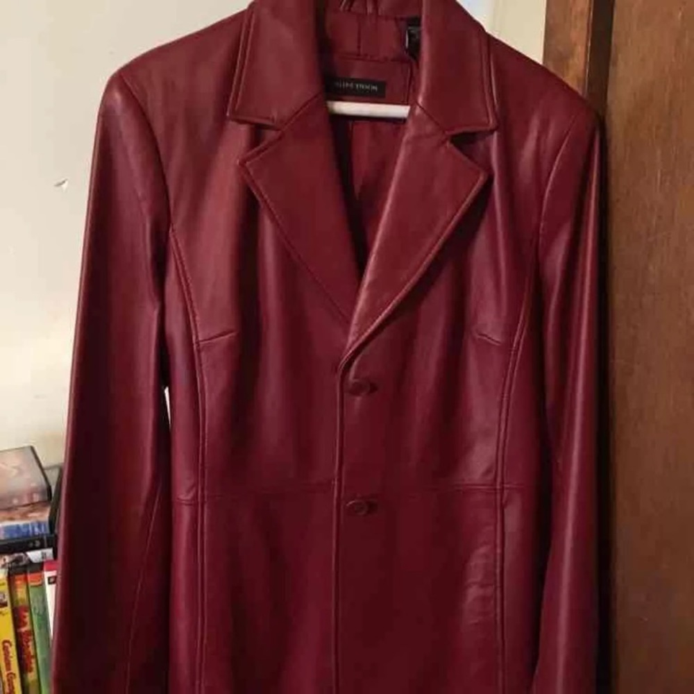 Burgundy Leather Jacket.   Size : Medium