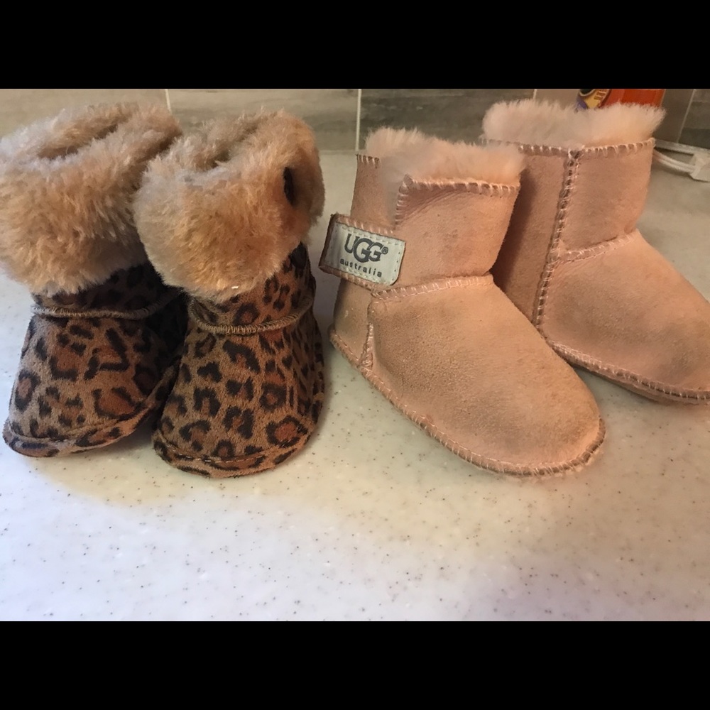 pink (small) baby ugg/ leopard boot