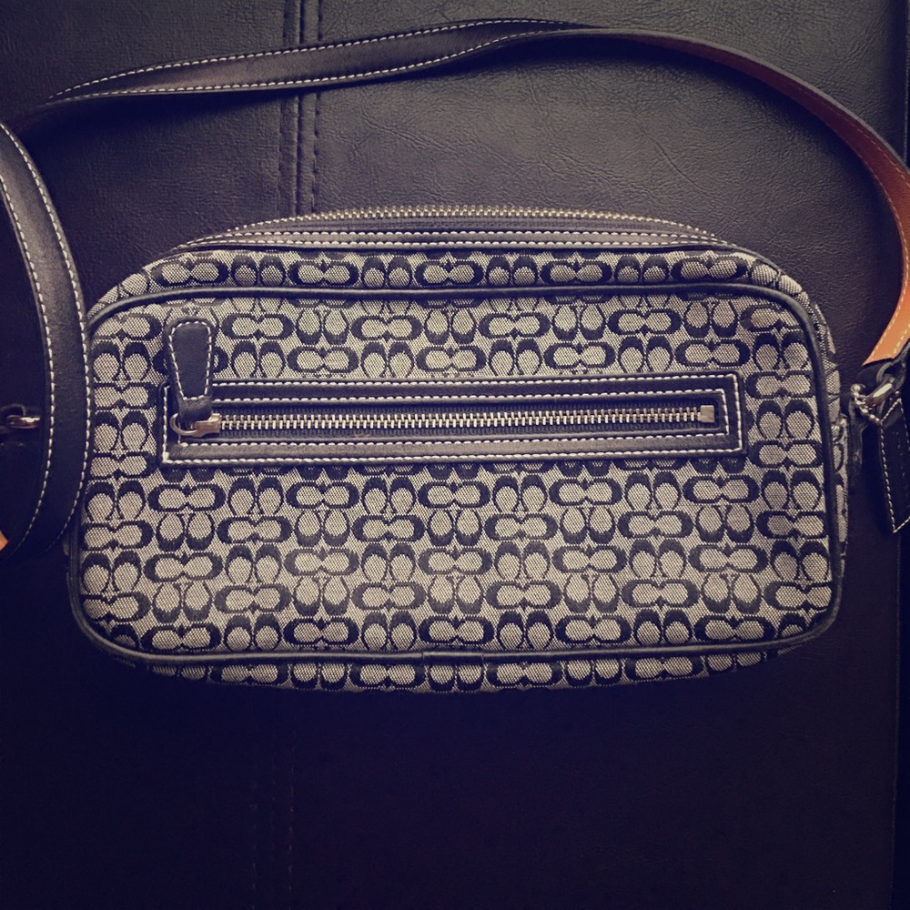 Black and grey vintage Coach crossbody bag