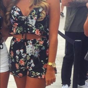 Black floral two piece worn once