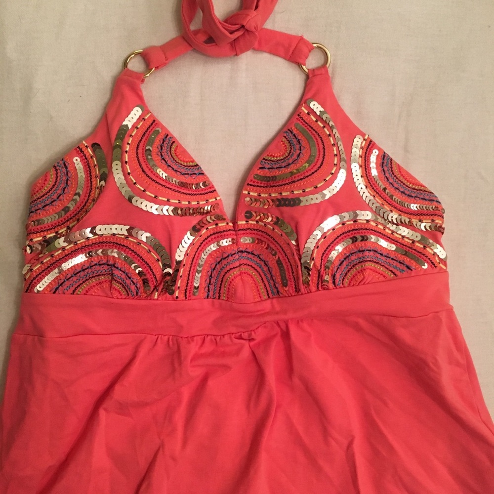 Bedazzled sequin embellished halter top