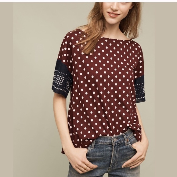 Anthropologie Tops - Lili's Closet polka dot shirt medium