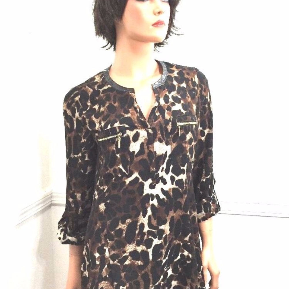 Rafaella Semi Sheer Animal Print Tunic Top Medium