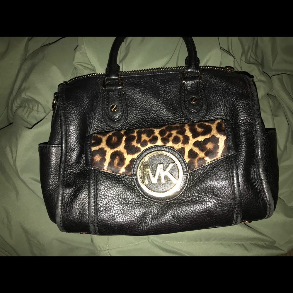 Michael Kors Leather/calf hair flap Margo Satchel
