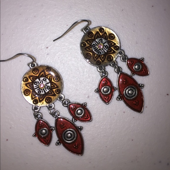 Tribal Dangle Earrings - Picture 2 of 3