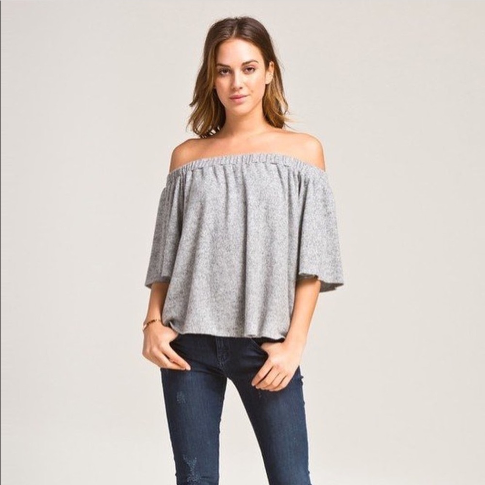 GRAY OFF THE SHOULDER BLOUSE (MEDIUM)