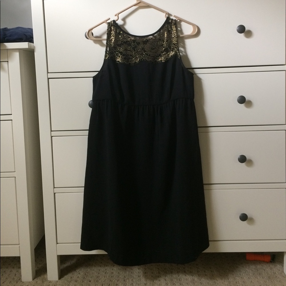 LOFT black and gold maternity dress. 2M