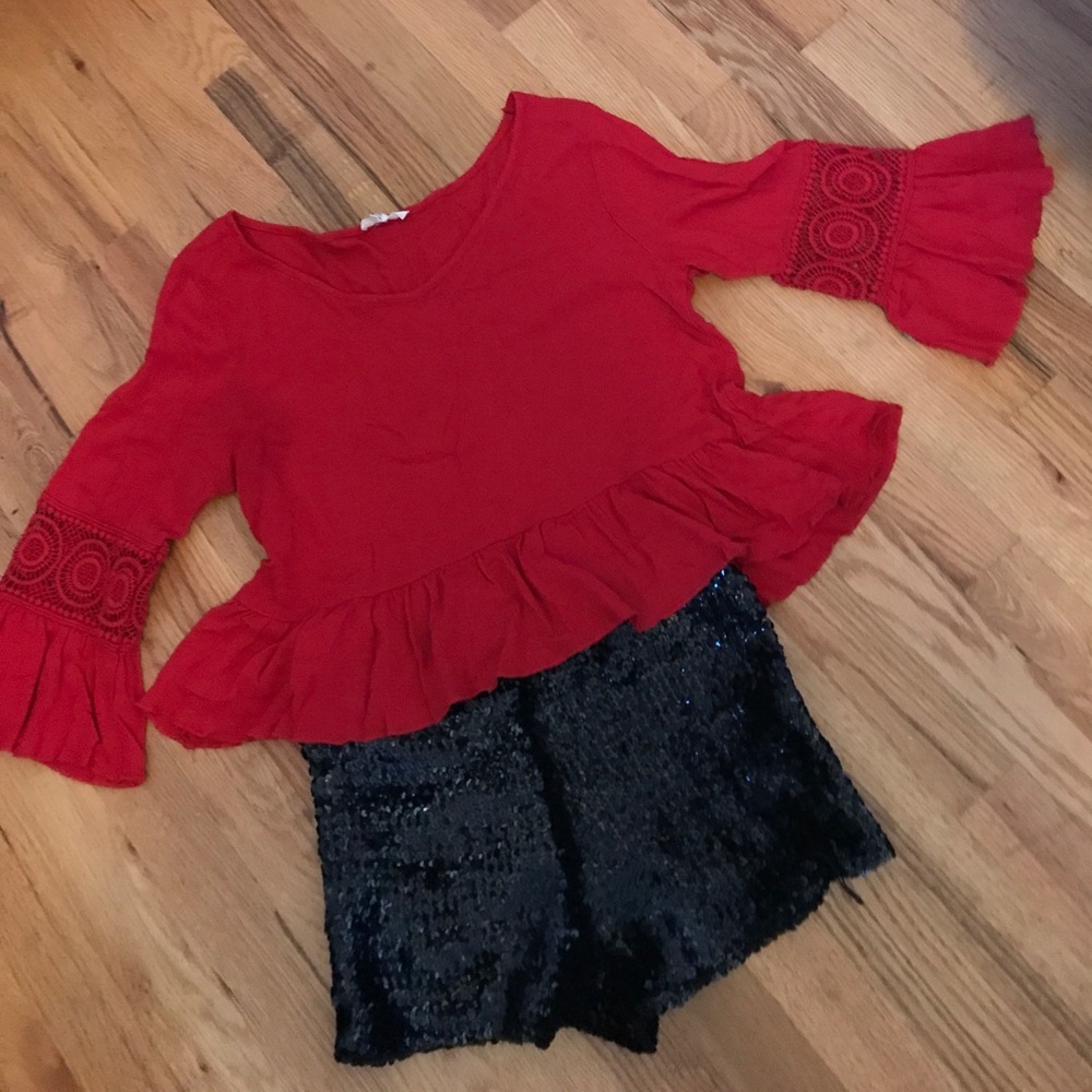 Red Boho Crop Top