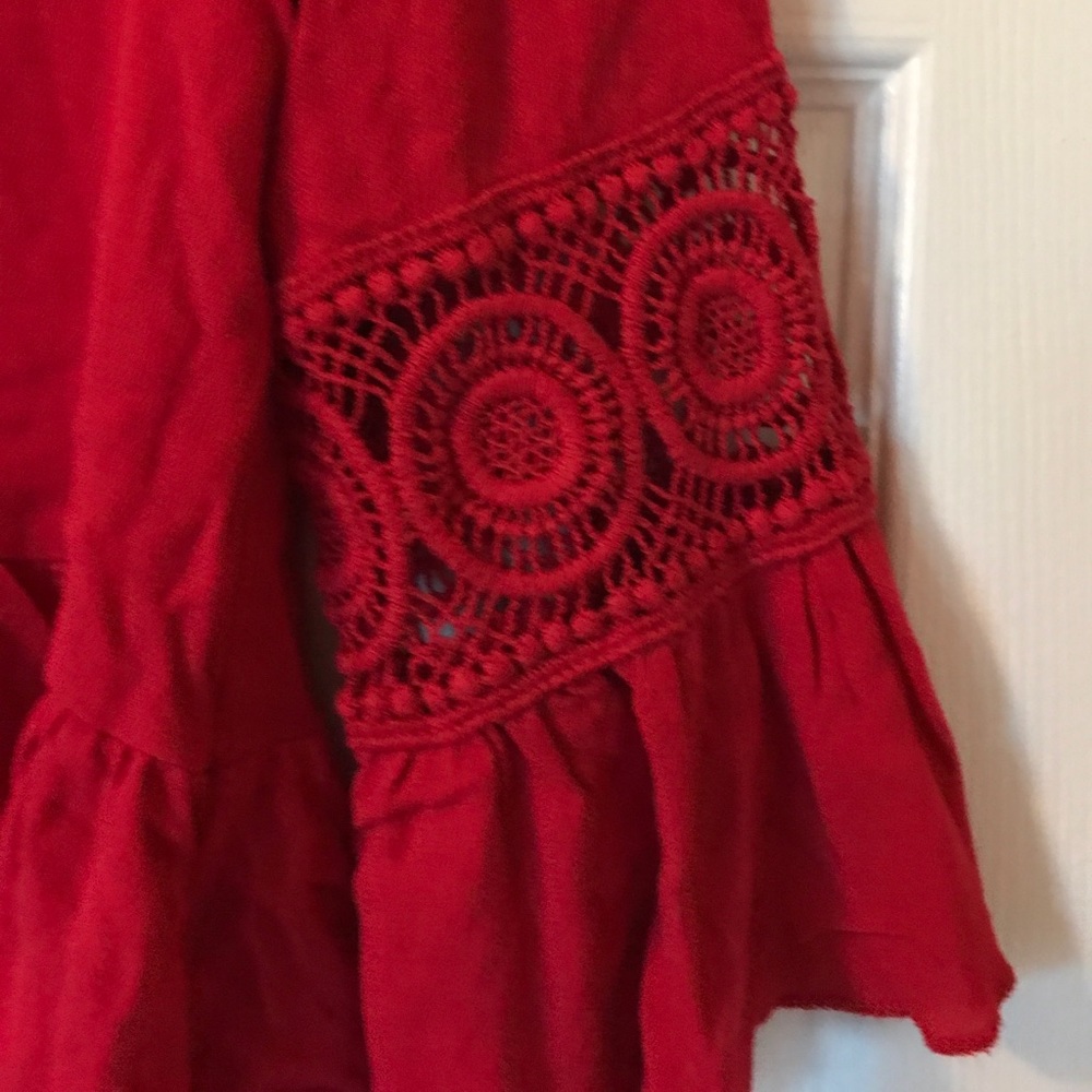 Red Boho Crop Top - Picture 3 of 4