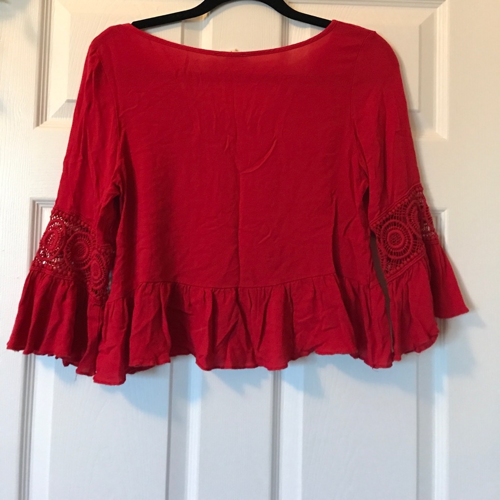 Red Boho Crop Top - Picture 4 of 4