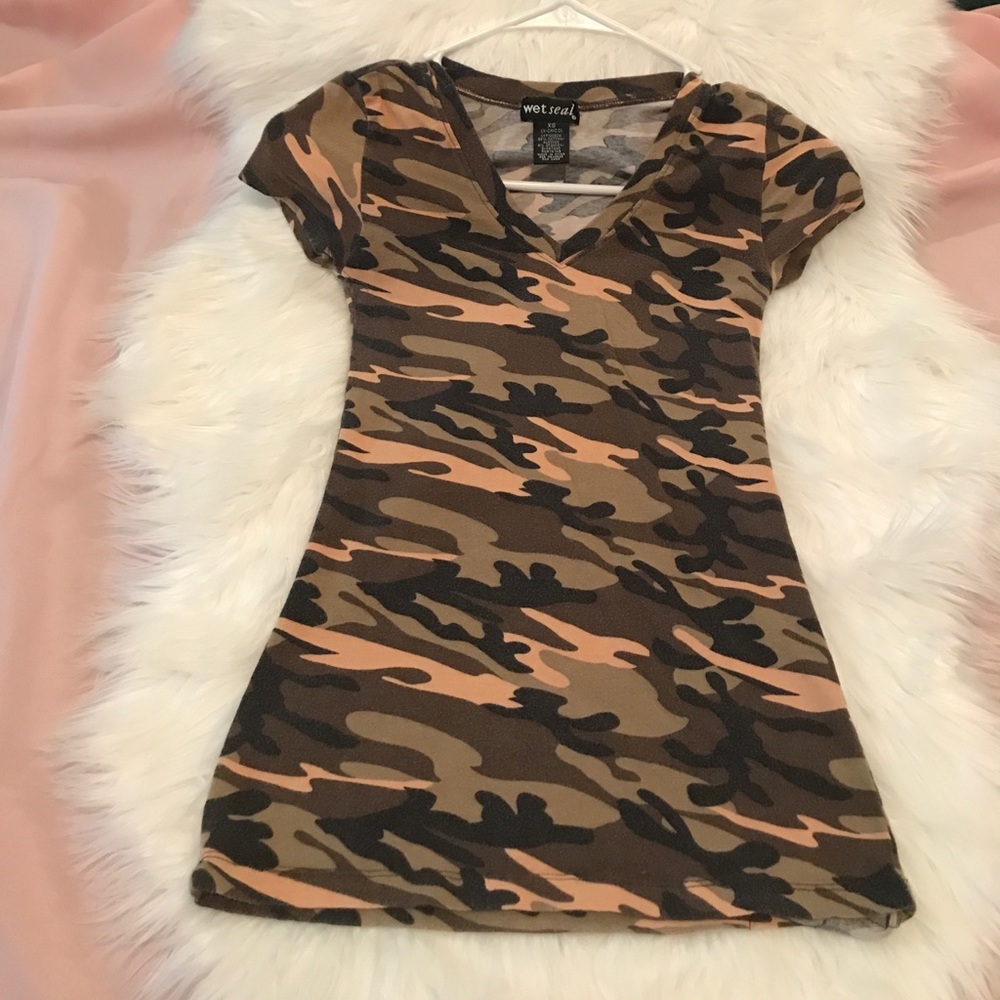 Camo Wet Seal Fitted Shirt