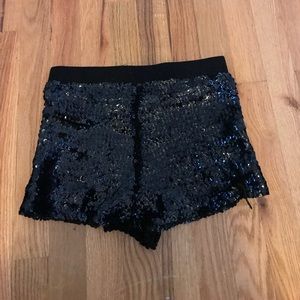 Black Sequin High Waisted Shorts.
