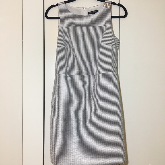 Banana Republic Dresses & Skirts - Banana Republic Lined Grey White Pinstripe Dress