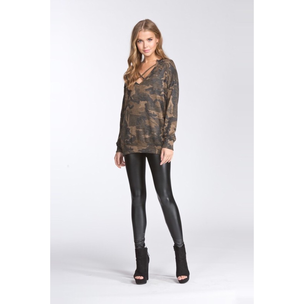 LAST ONE!! Camo Cross Front Top - Picture 2 of 5