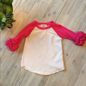 Raglan ruffle sleeve top