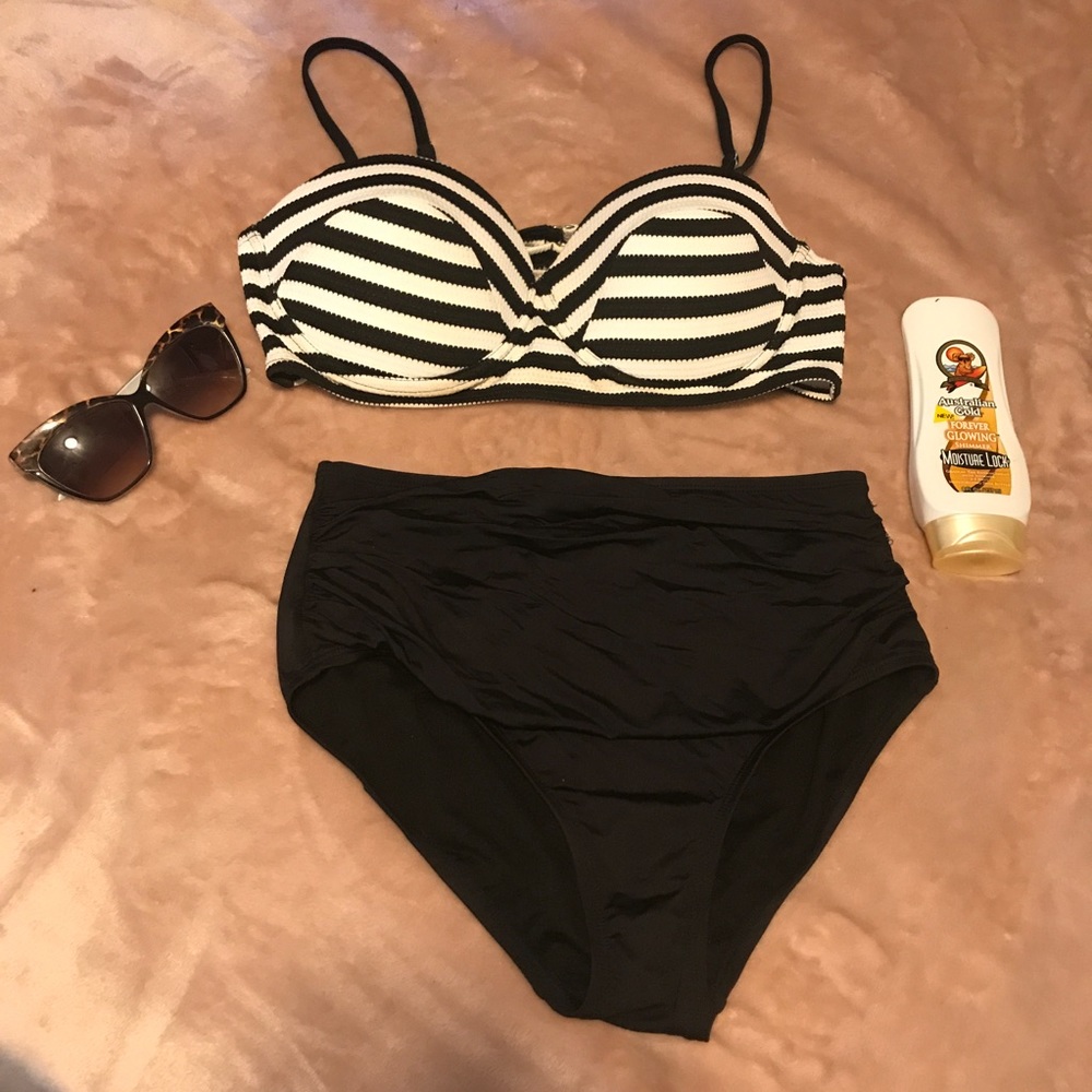 Black and White high waisted bikini