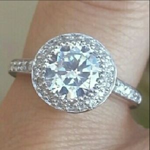 2ct Round 14k Gold Over Silver Engagement Ring
