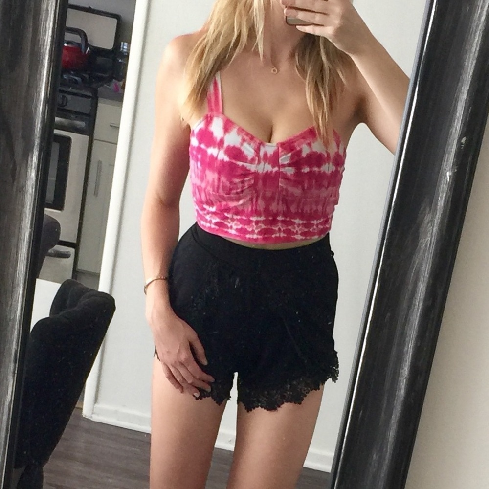 Pink Crop Tie Dye Top