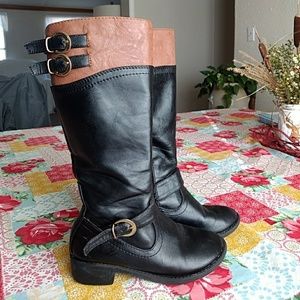 Girls Black & Tan Riding boots