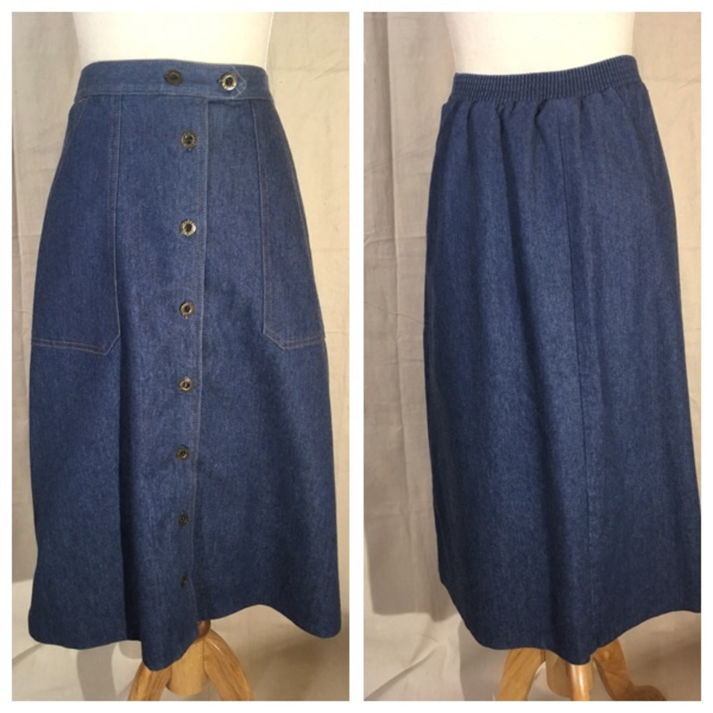 Vintage deep pockets denim A line skirt 🌸