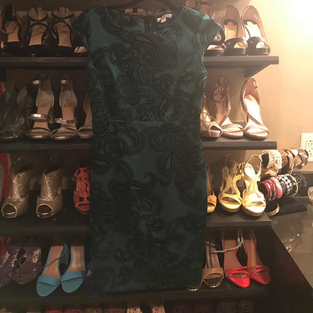 New York & Company Green Velvet Dress