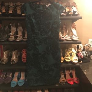 New York & Company Green Velvet Dress