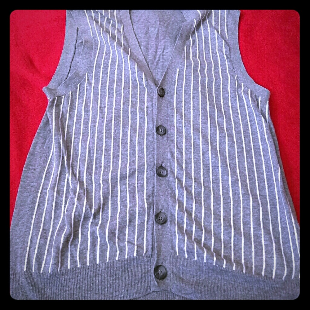 Club Monaco XS Grey and White Striped Vest