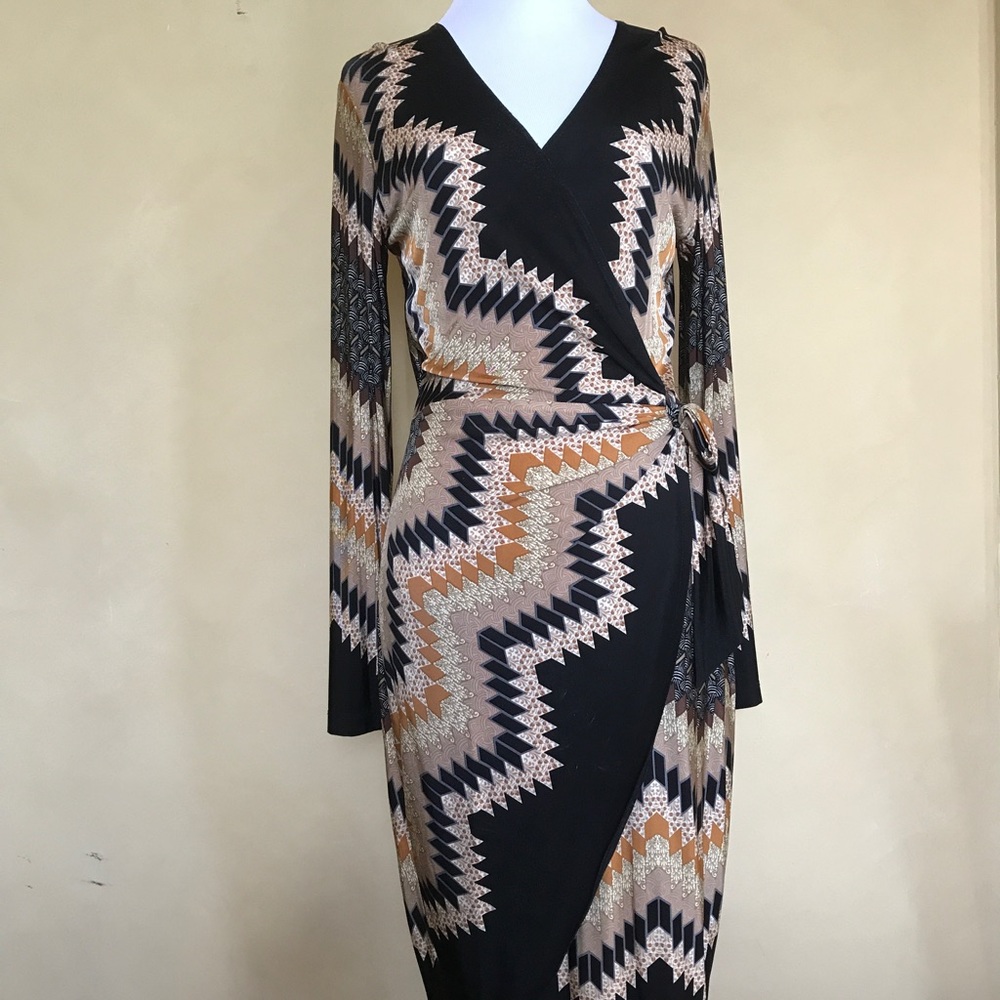 Cache Printed Long Sleeve Dress.