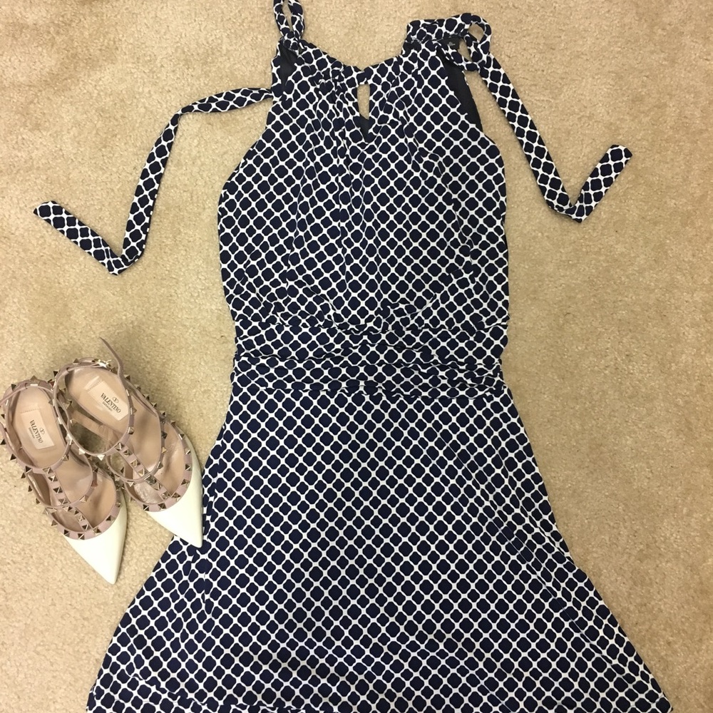 Navy and white key hole dress